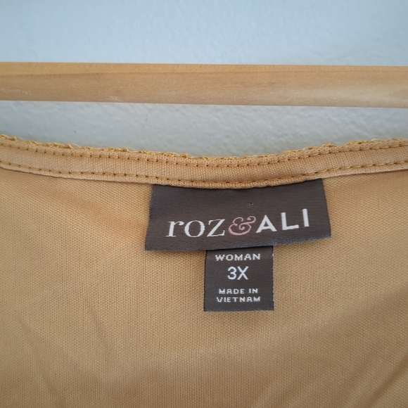 Roz&Ali Tank Blouse Women's 3X Gold Lace Overlay Formal Wedding Business Elegant - Picture 4 of 7